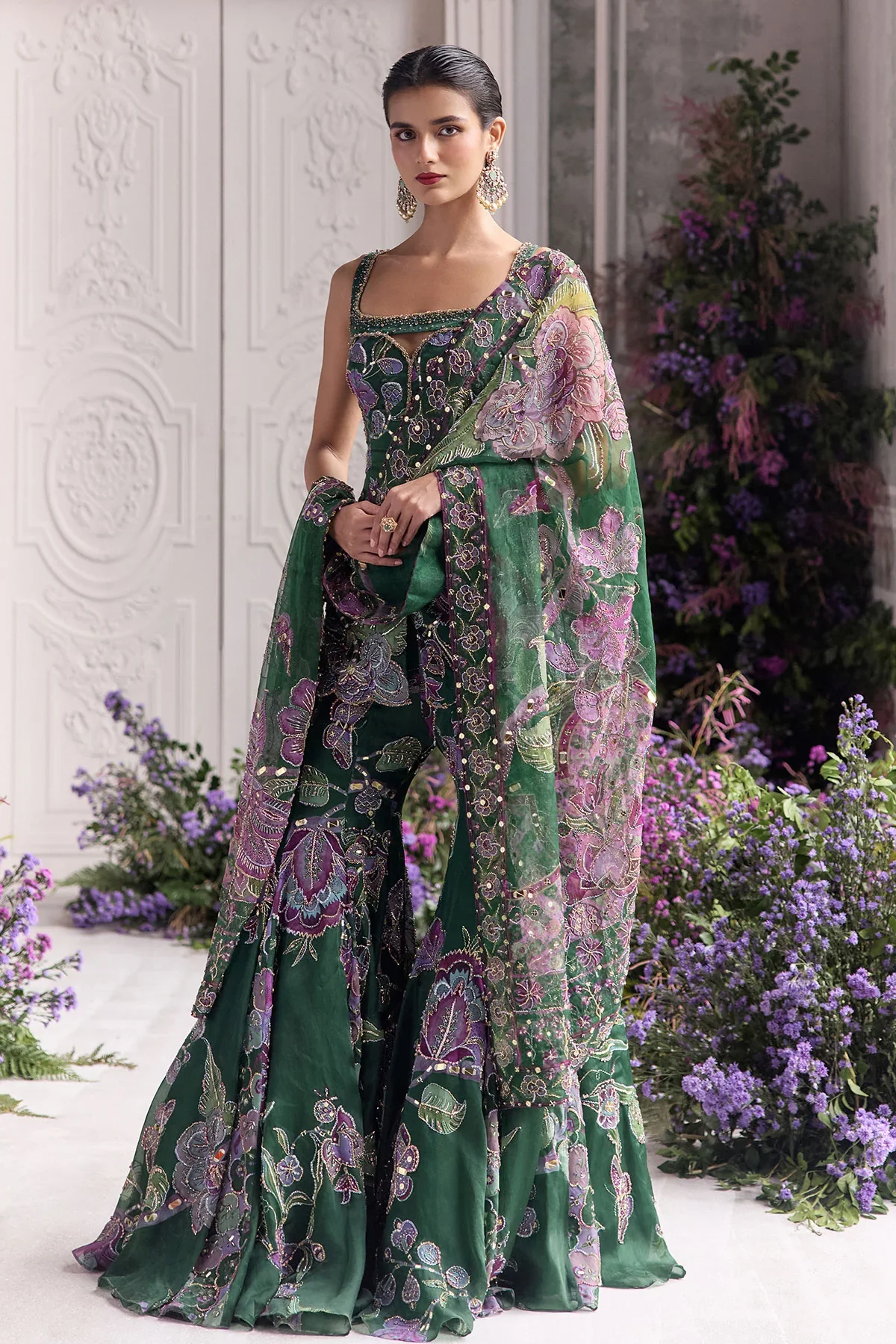 NIHAL - Embroidered Shirt kurta Sharara Dupatta - Image 2