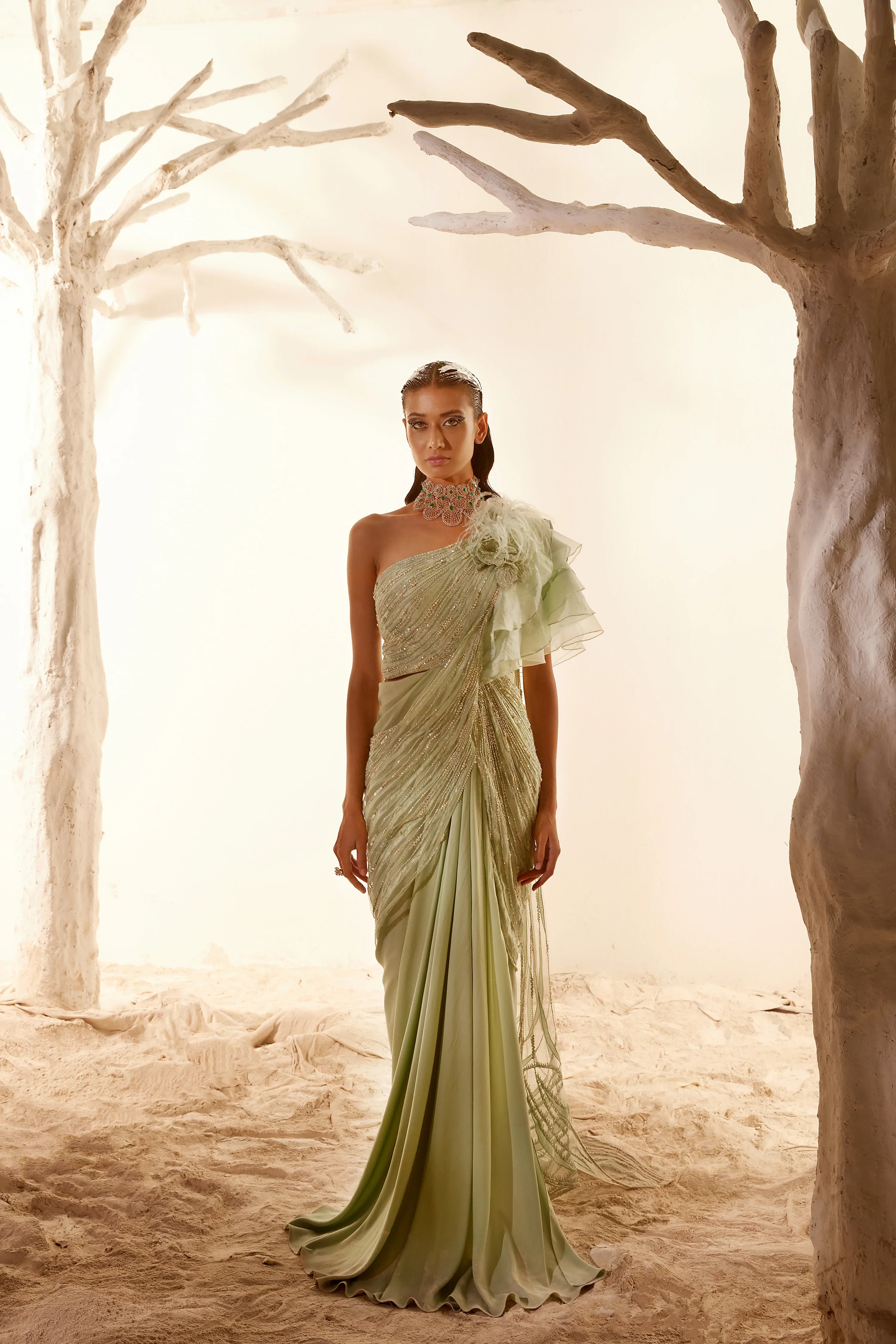 Nile Green Saree - Image 5