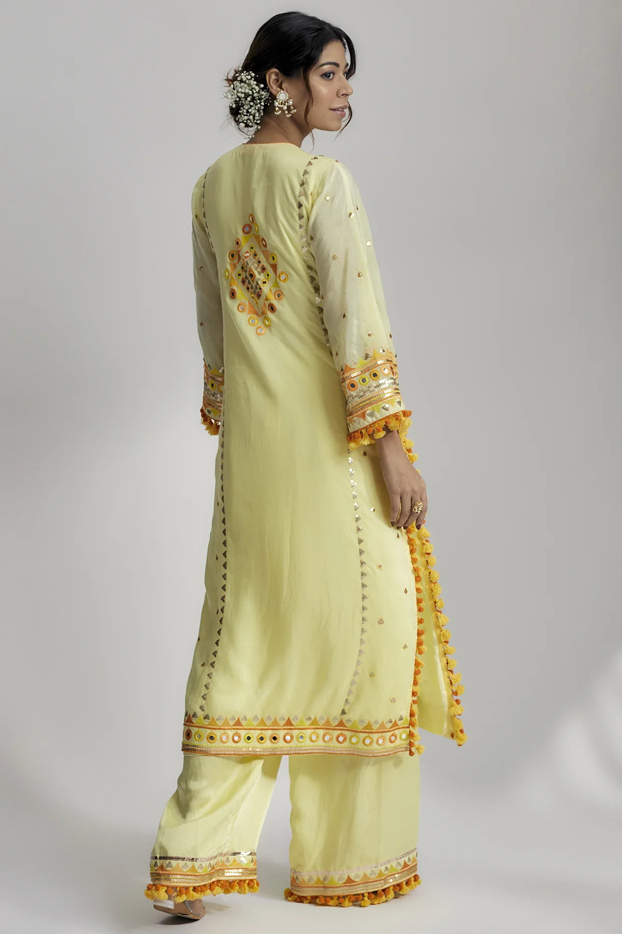 Nishika Long Kurta With Palazzo - Image 3