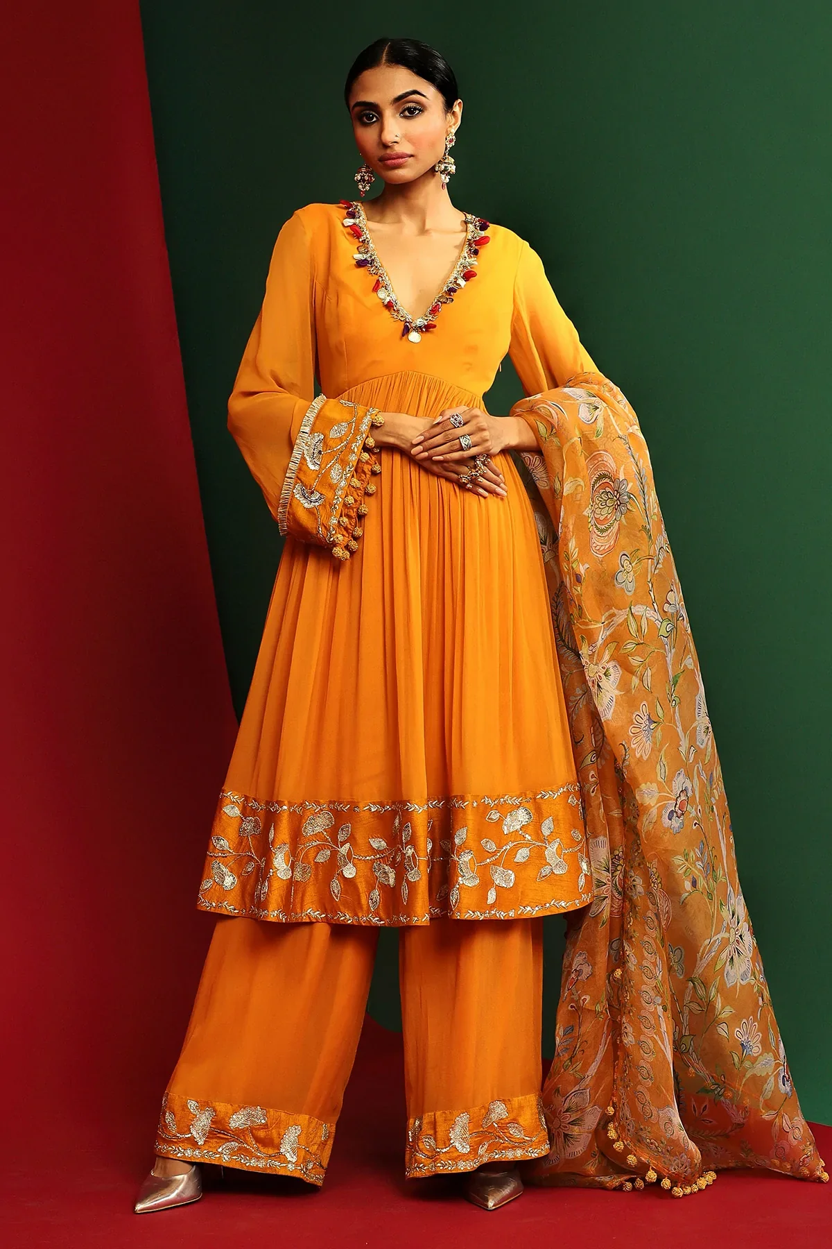 Nitara Marigold Yellow Embroidered Kurta - Image 3
