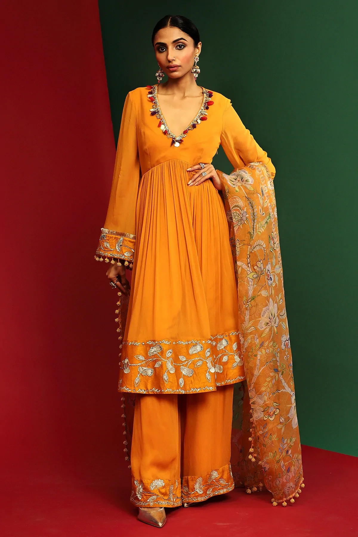 Nitara Marigold Yellow Embroidered Kurta - Image 4