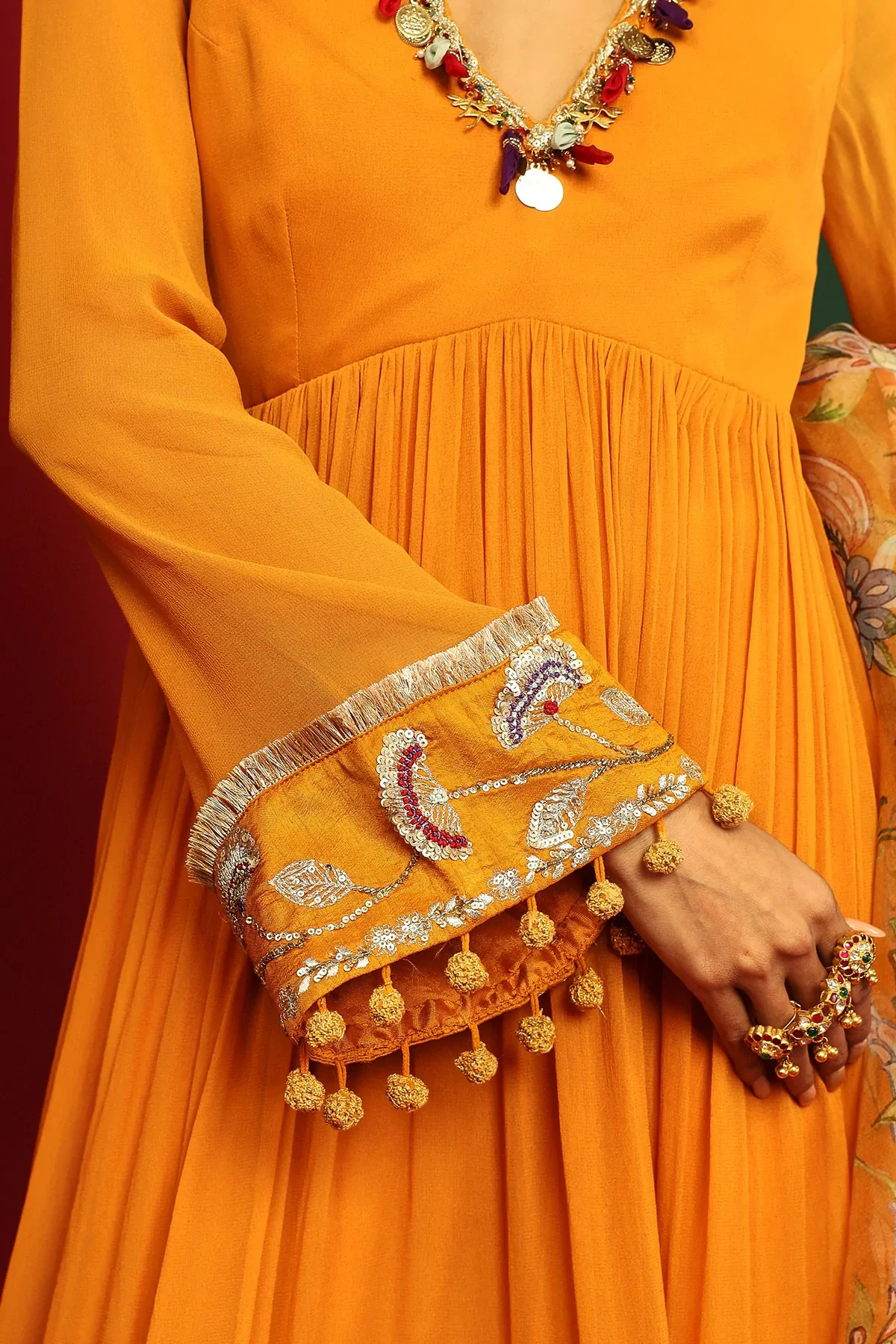 Nitara Marigold Yellow Embroidered Kurta - Image 5