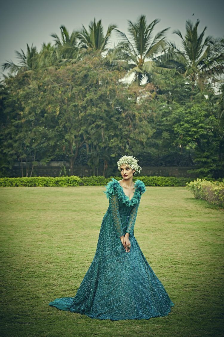 Ocean Blue Trail Gown