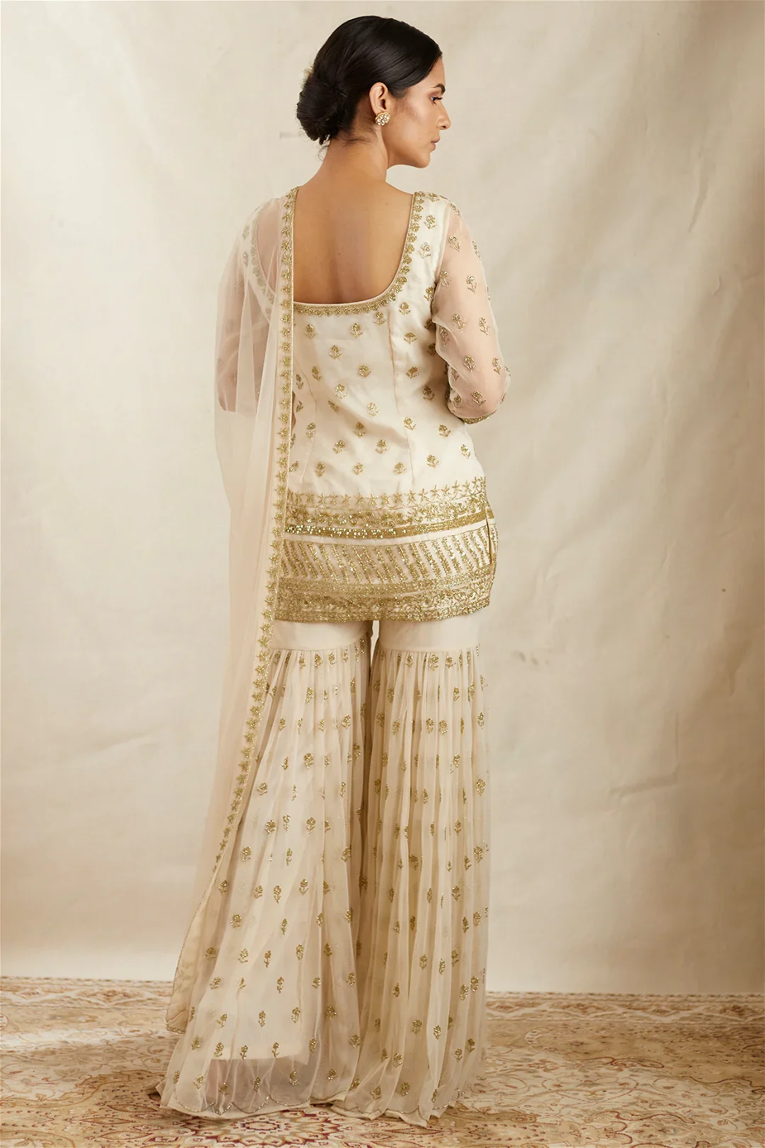 Off White Kurti With Sharara - Image 2