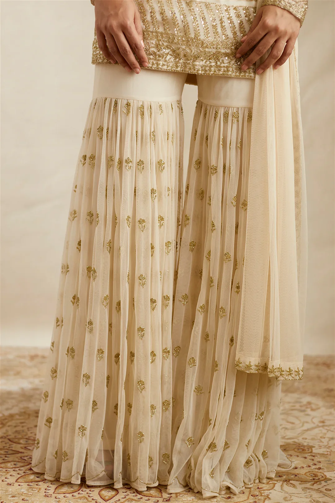 Off White Kurti With Sharara - Image 3