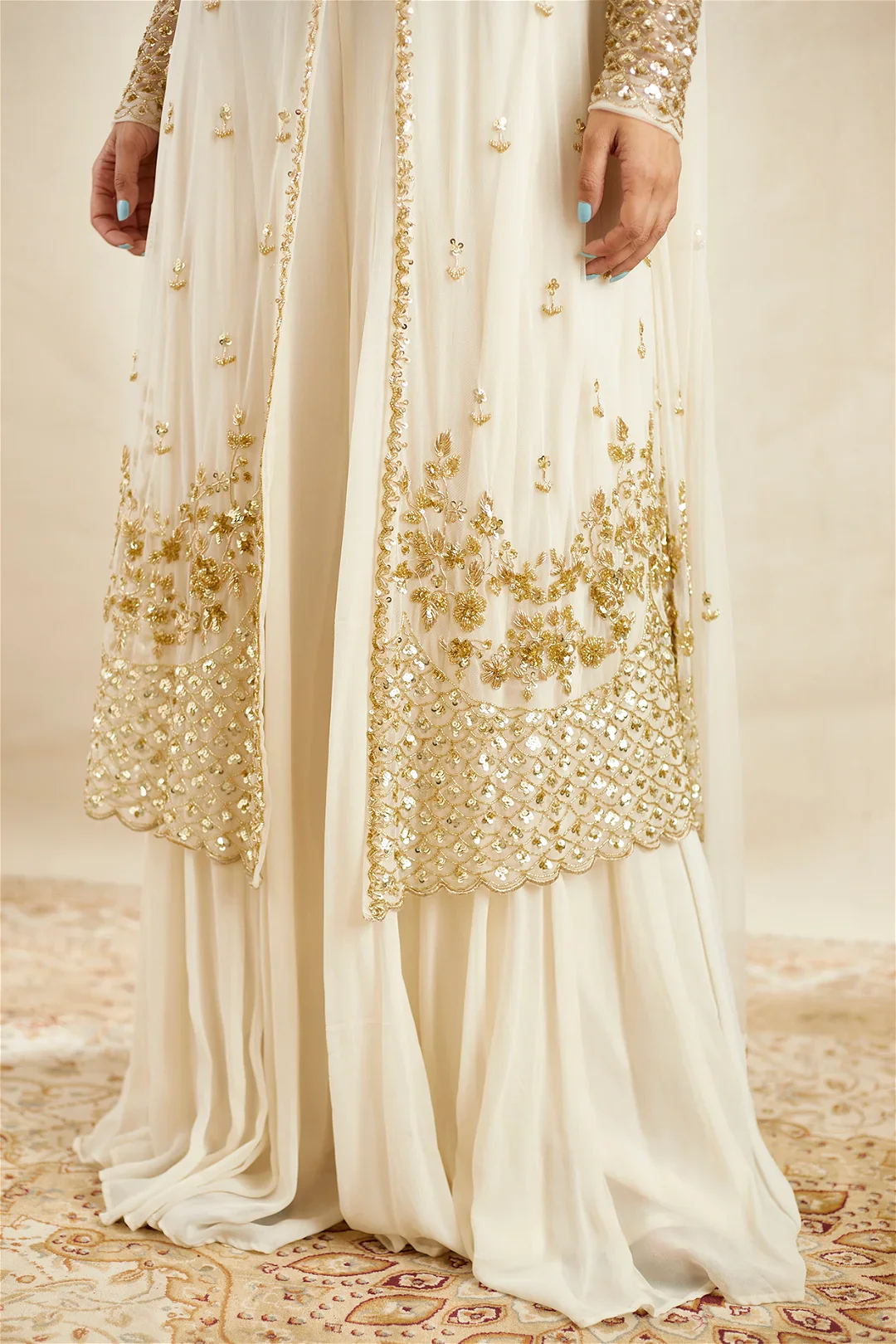 Off White Net Jacket With Sharara - Image 3