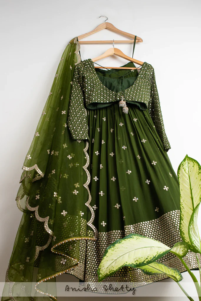 Olive Jade & Gold Abla Lehenga Set - Image 3