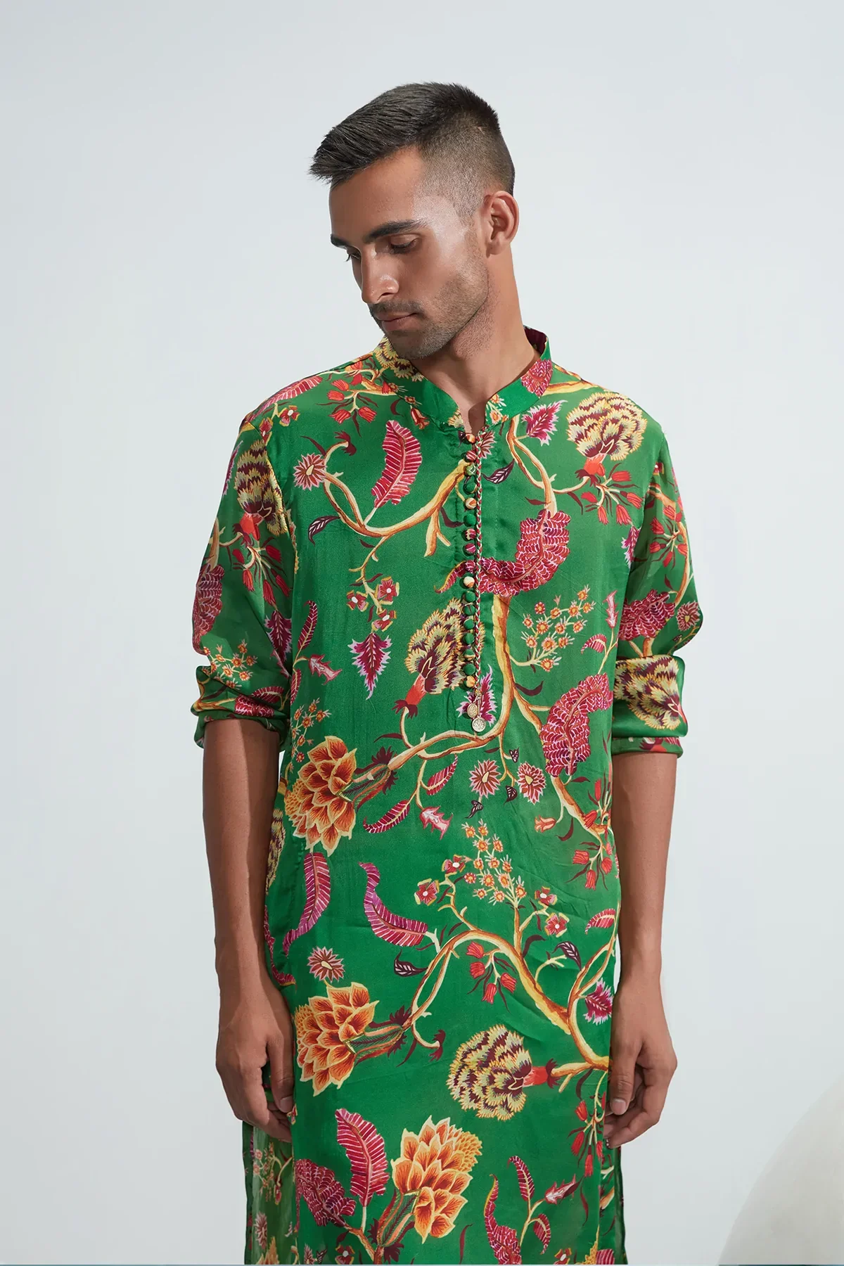 Omar Green Printed Kurta - Image 3