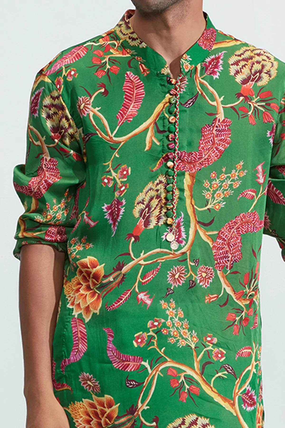 Omar Green Printed Kurta - Image 4