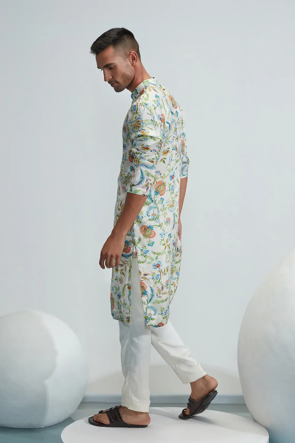 Omar Ivory Printed Kurta - Image 2