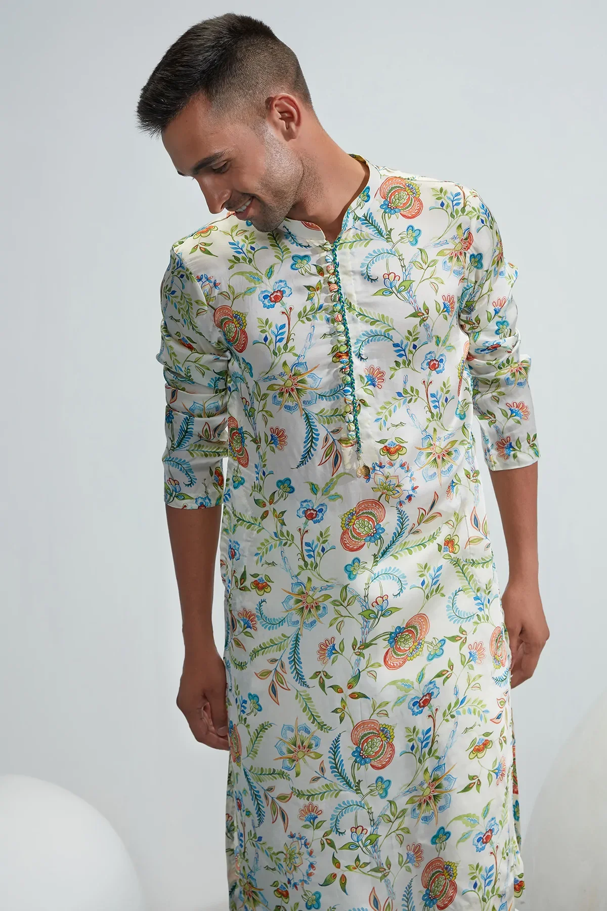 Omar Ivory Printed Kurta - Image 4