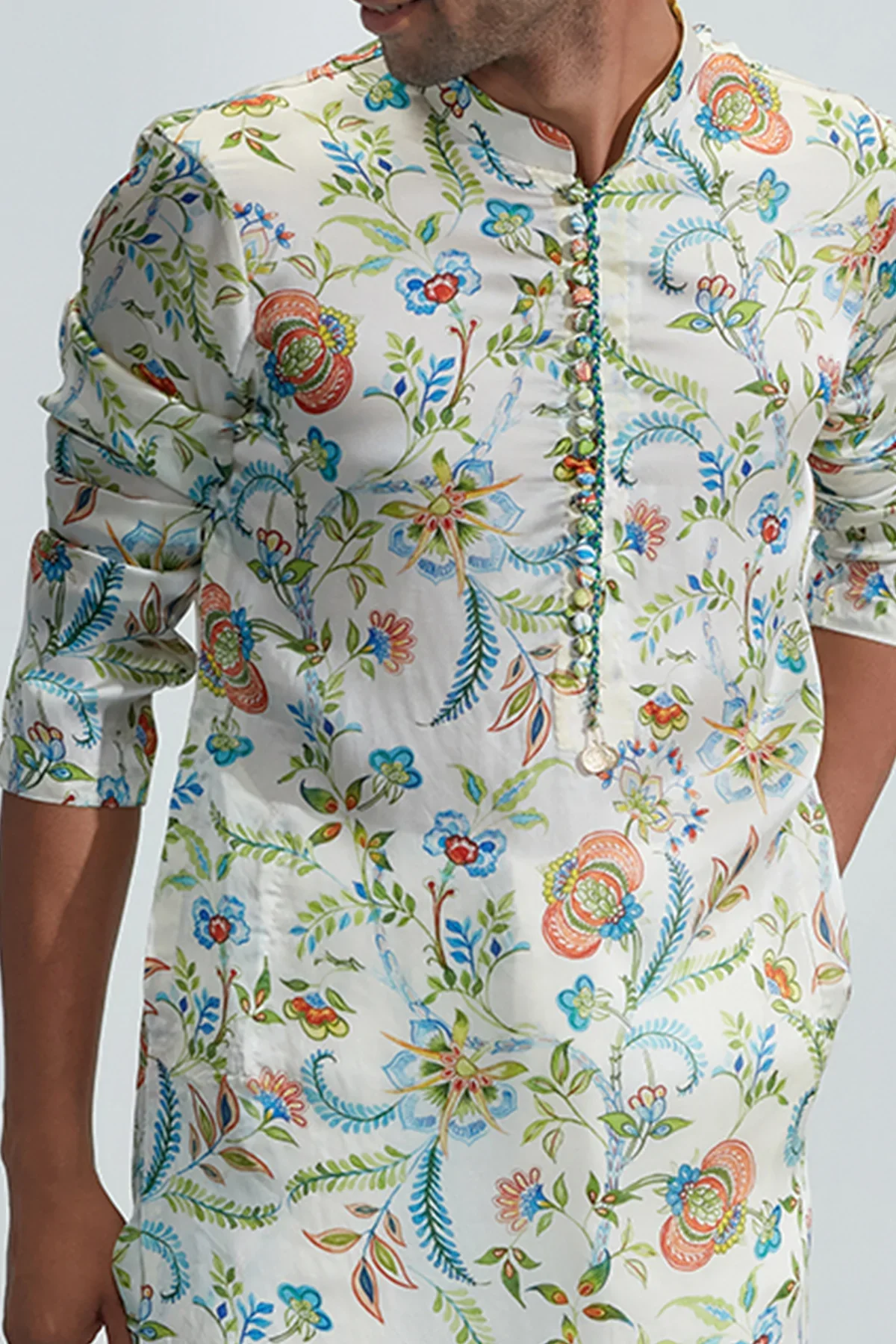 Omar Ivory Printed Kurta - Image 5