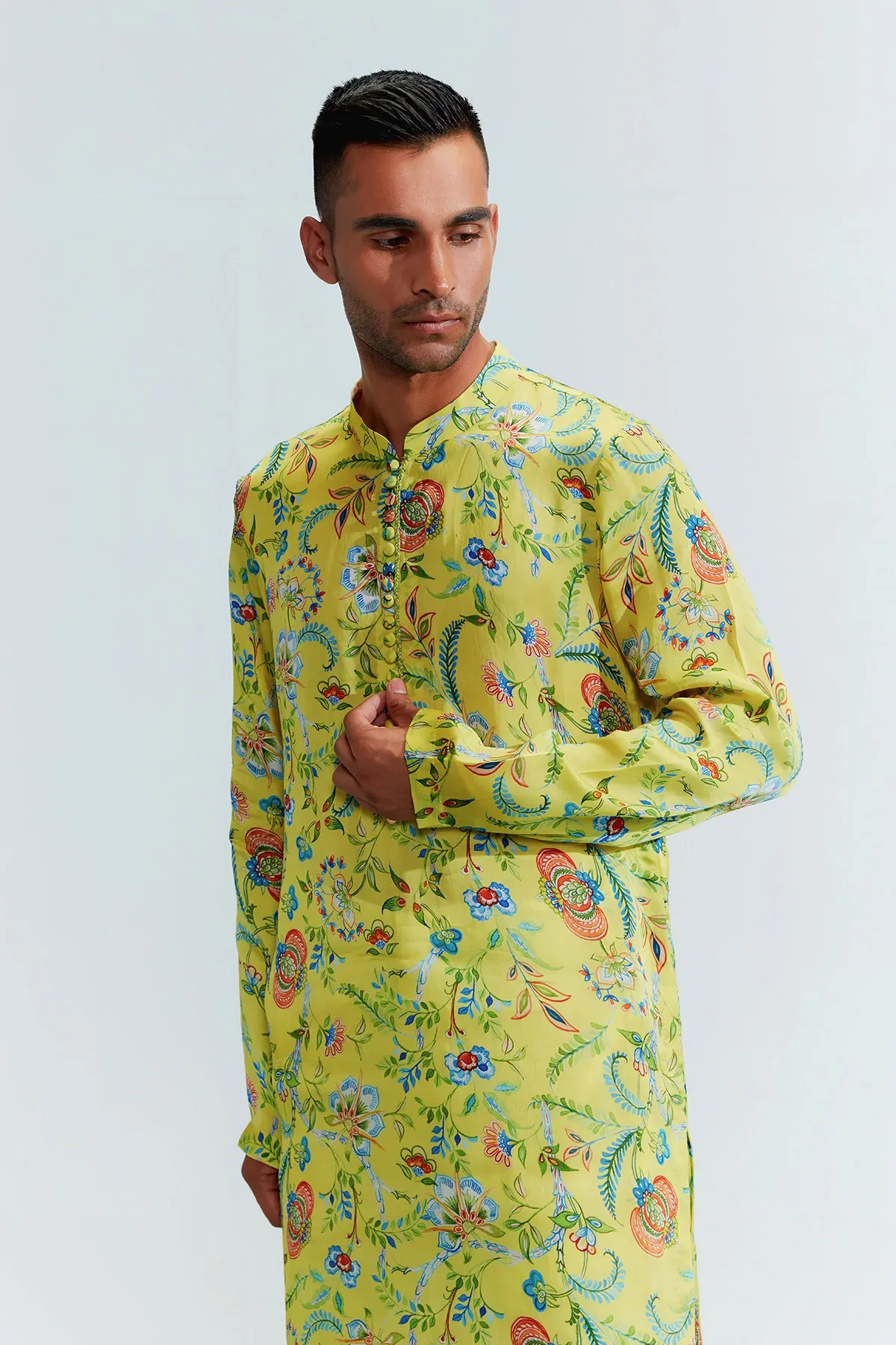 Omar Yellow Printed Kurta - Image 4