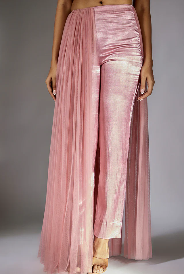 Onion Pink Embroidered Ruched Pant Set - Image 5