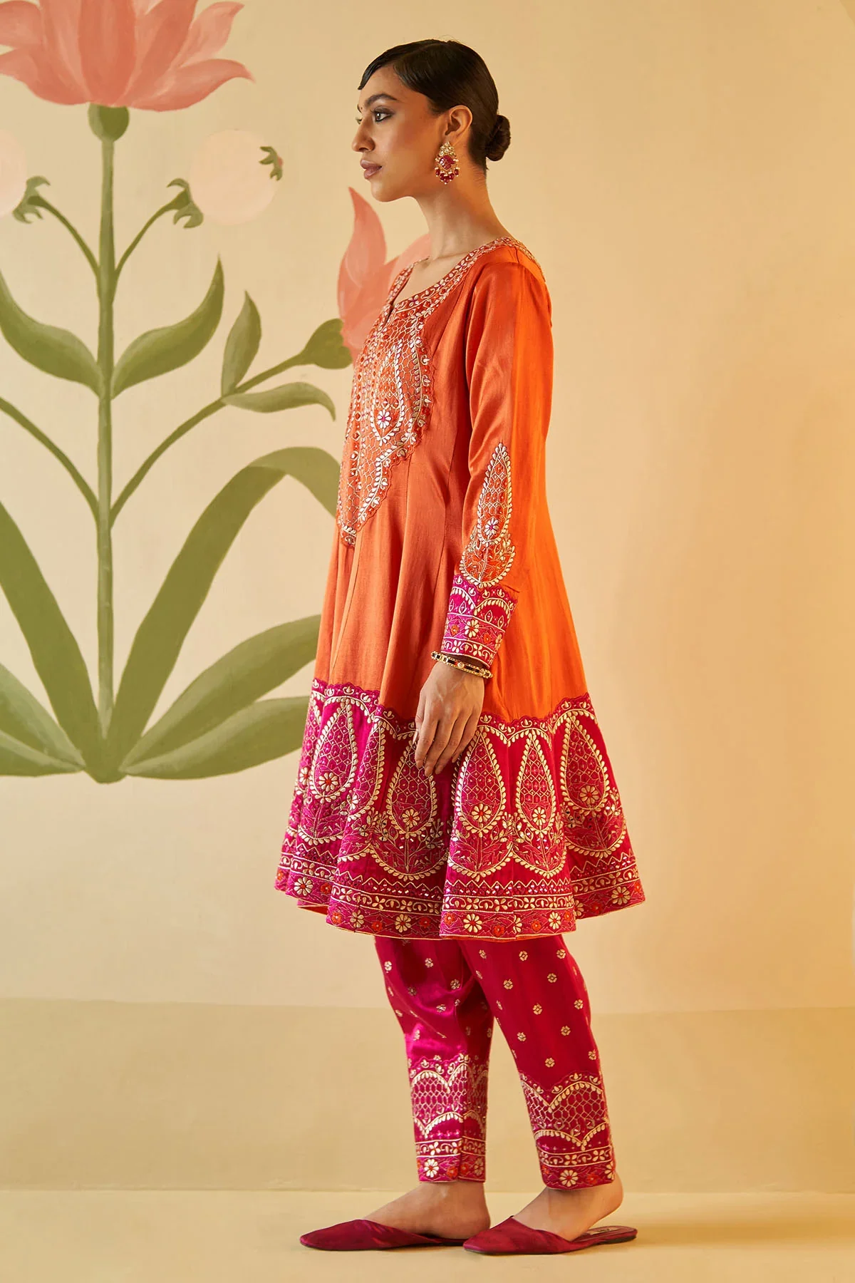 Orange Satin Silk Anarkali Set - Image 10