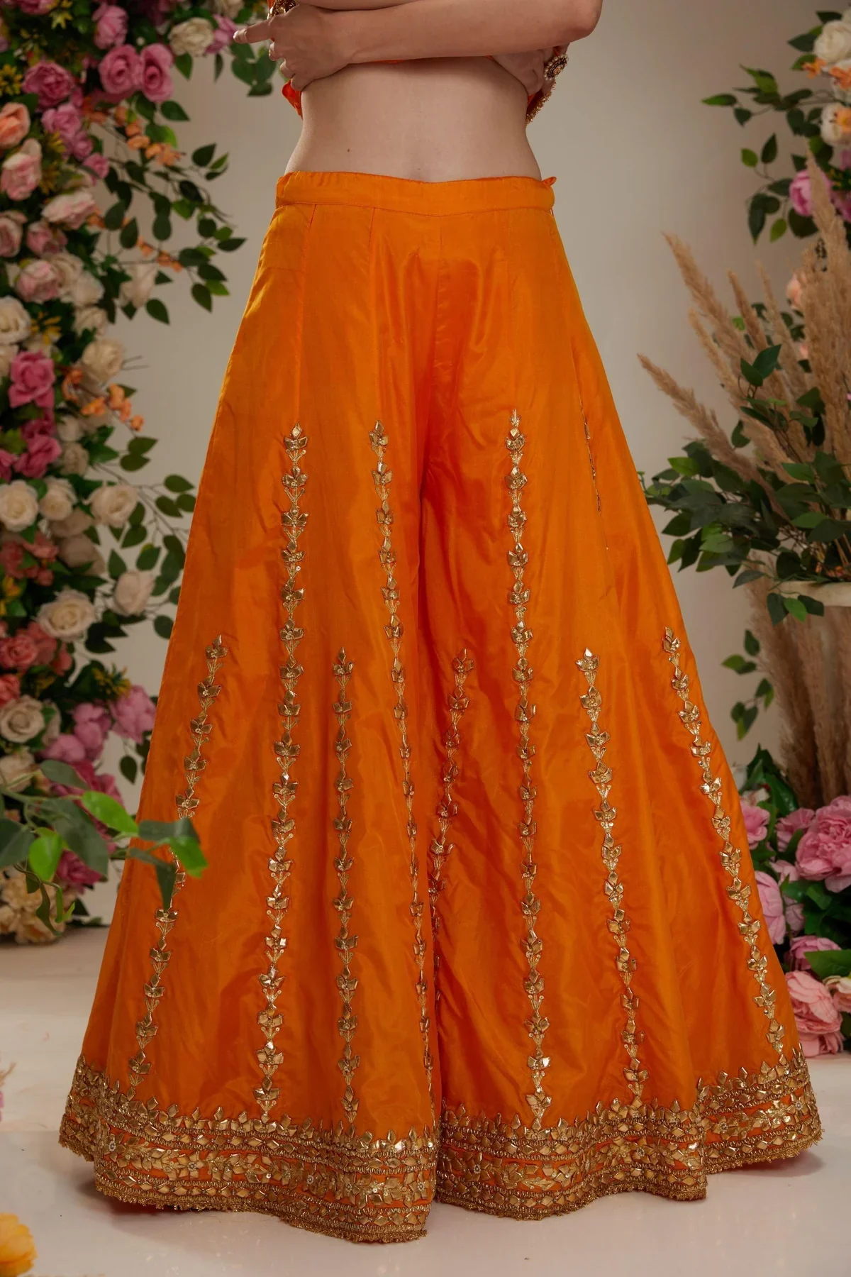 Orange Short Kurti with Sharara and Dupatta - Image 5