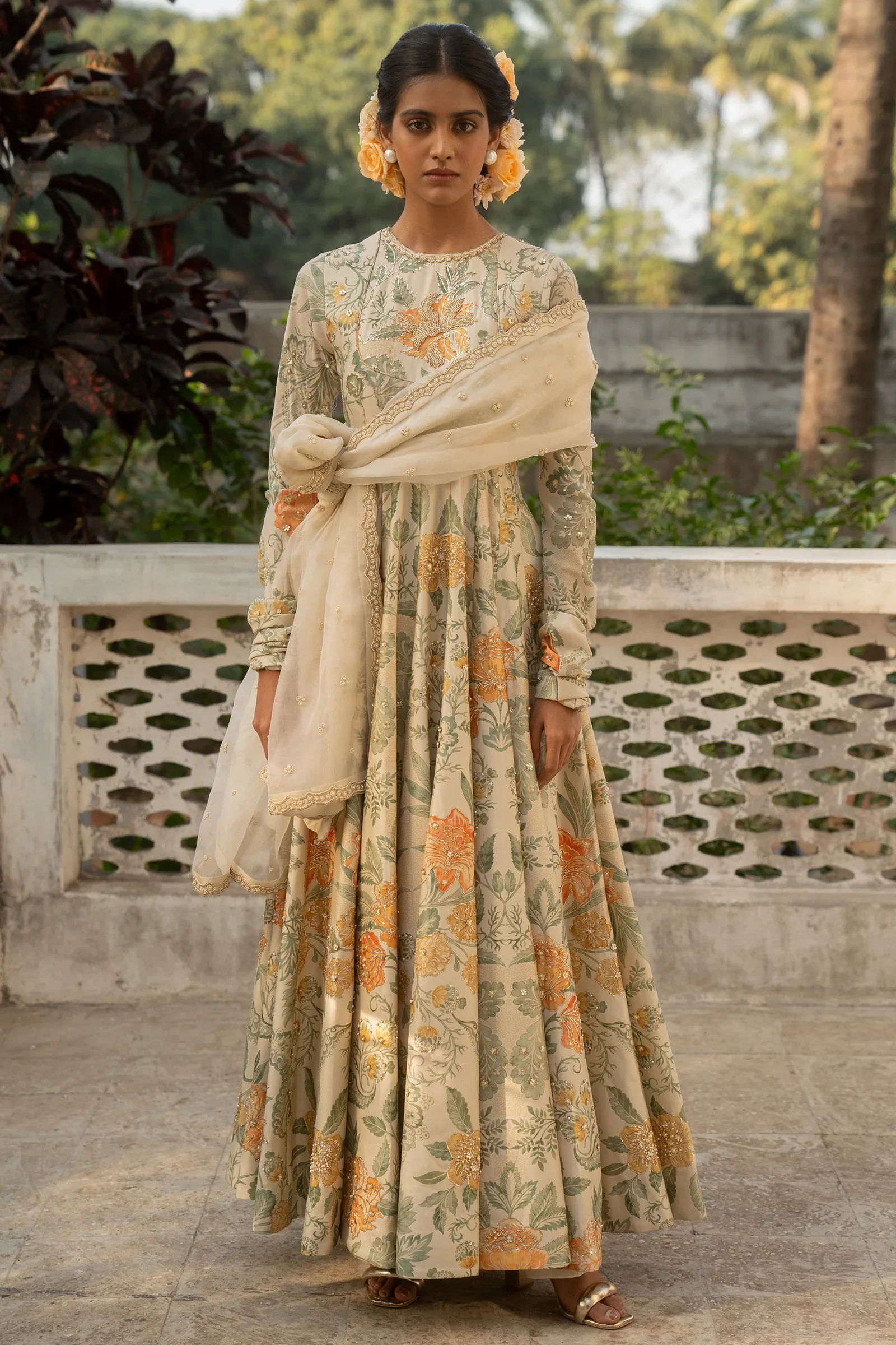 Ornately Hand–Embroidered Anarkali Set