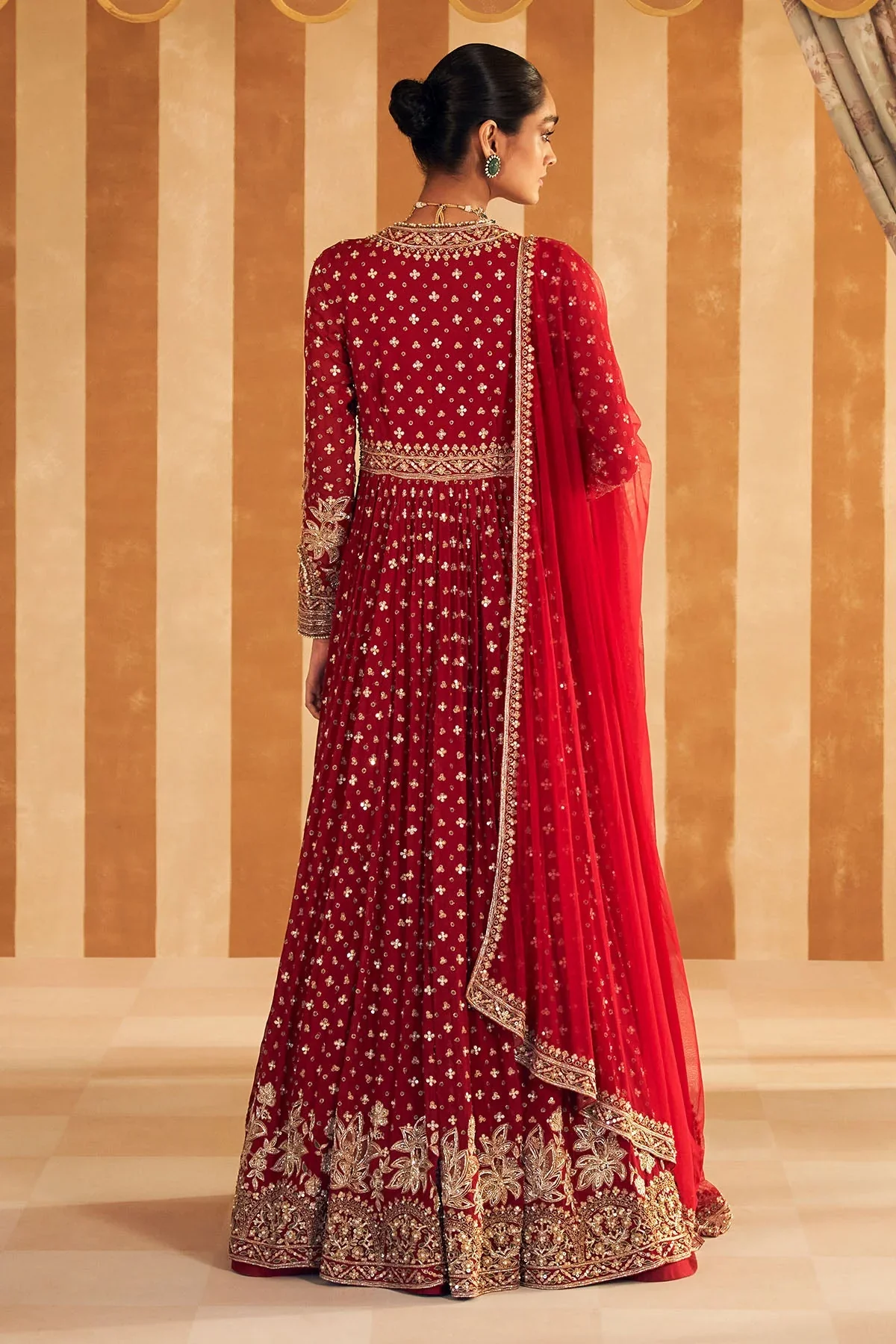 Pareesa - Red Georgette Heavy Embroidered Long Anarkali - Image 5