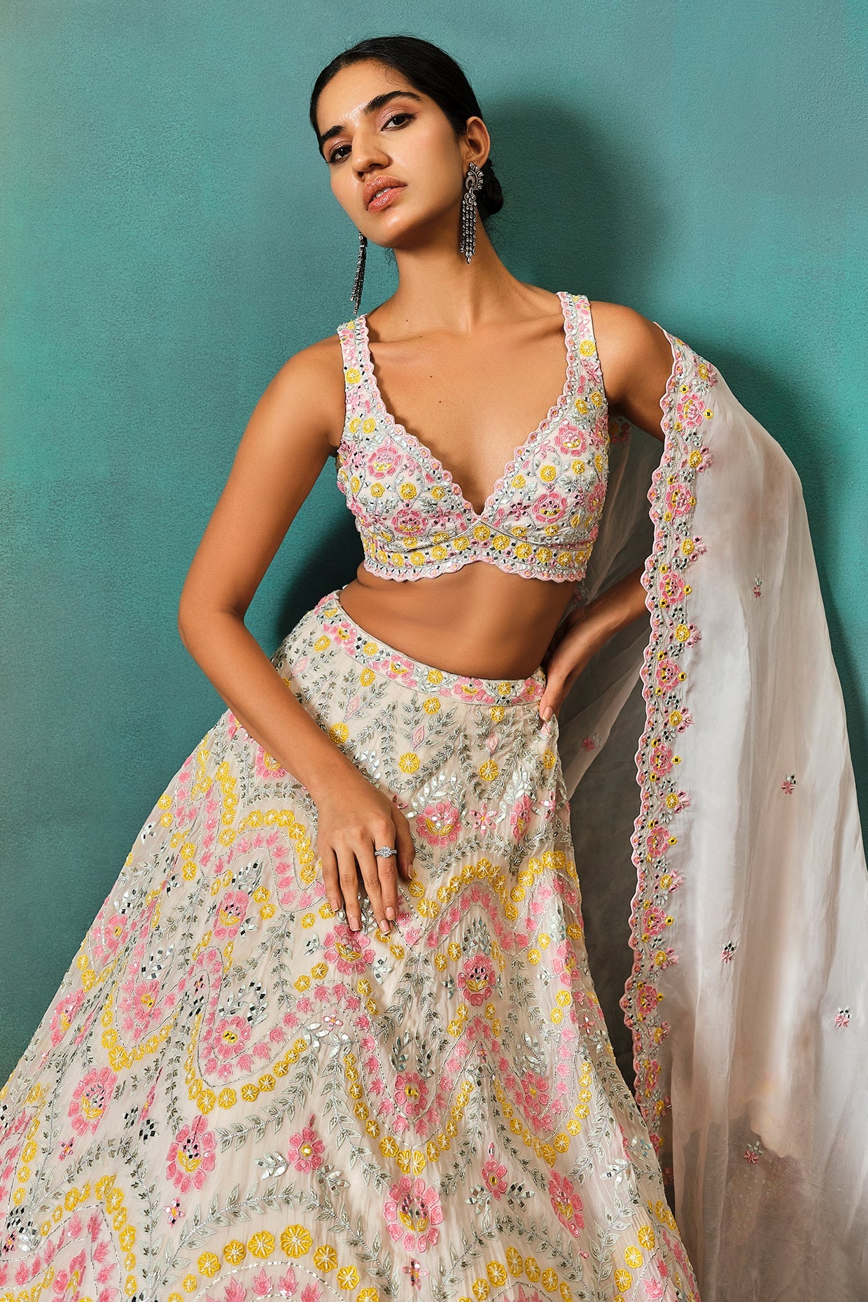 Pastel Applique Highlight Lehenga - Image 2