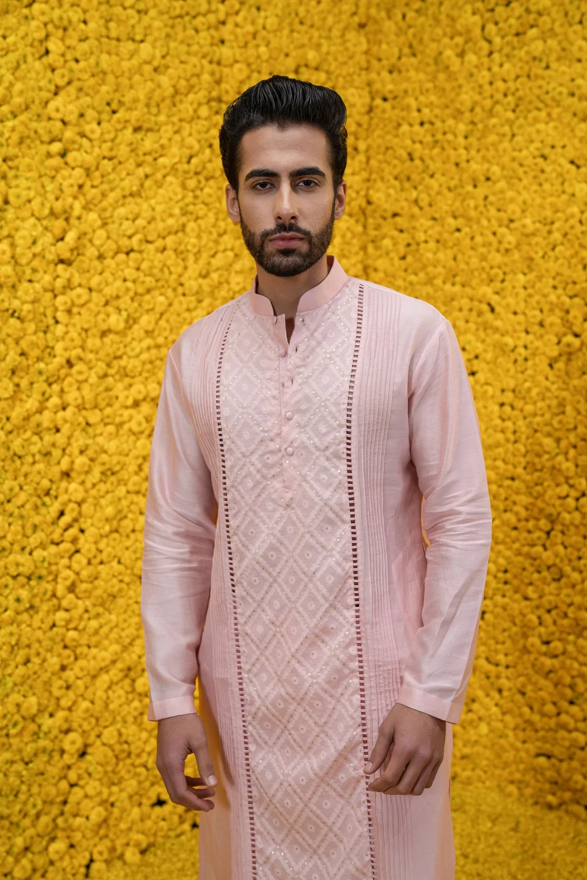 Peach Ahil Banarasi Chanderi Kurta Set - Image 3