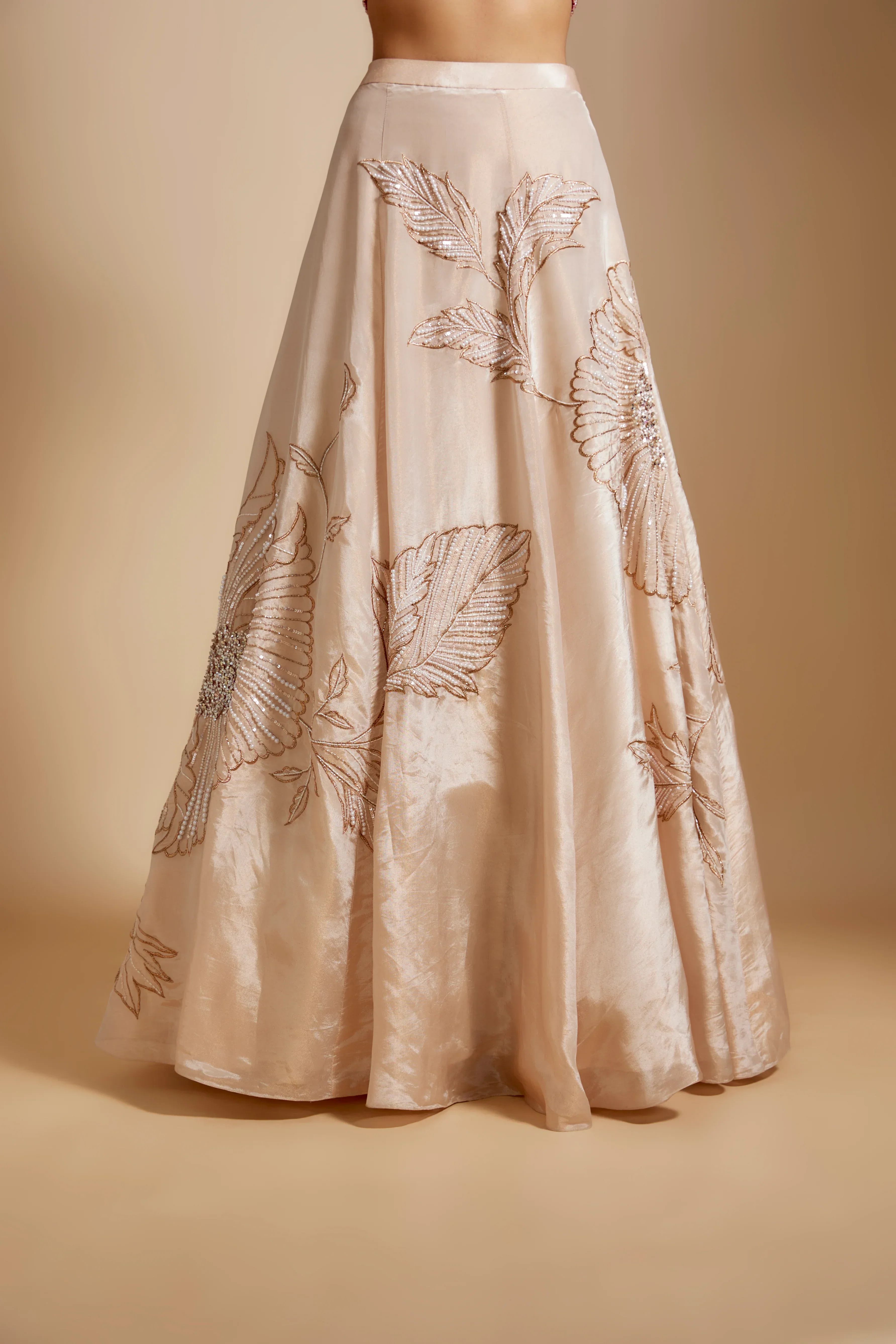 Peach Embroidered Lehenga With Multi-Coloured Blouse, Dupatta - Image 5