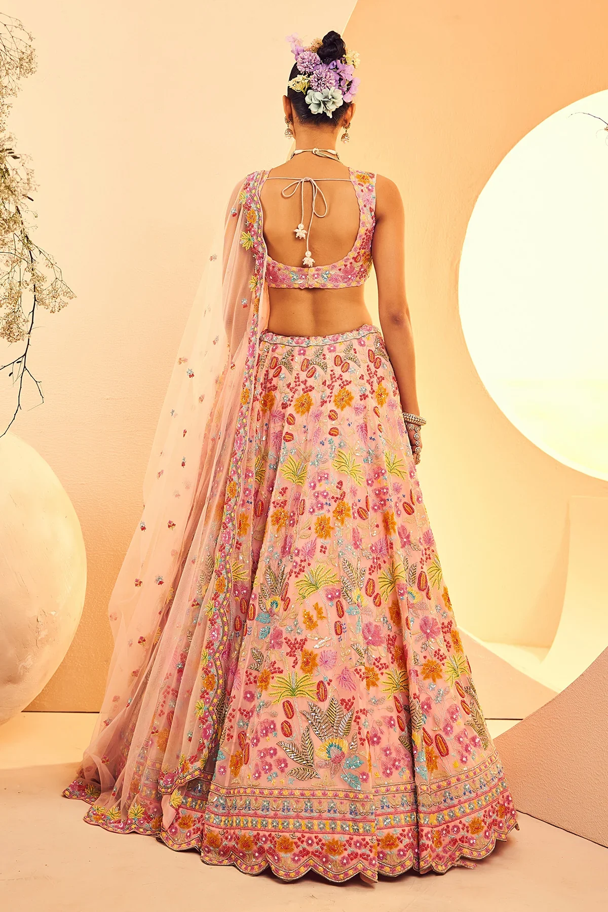 Peach Multifoilage Lehenga - Image 4