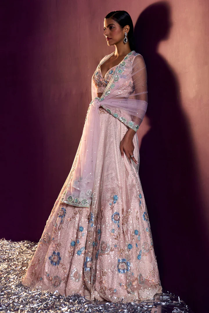 Peach Net Lehenga Set - Image 2