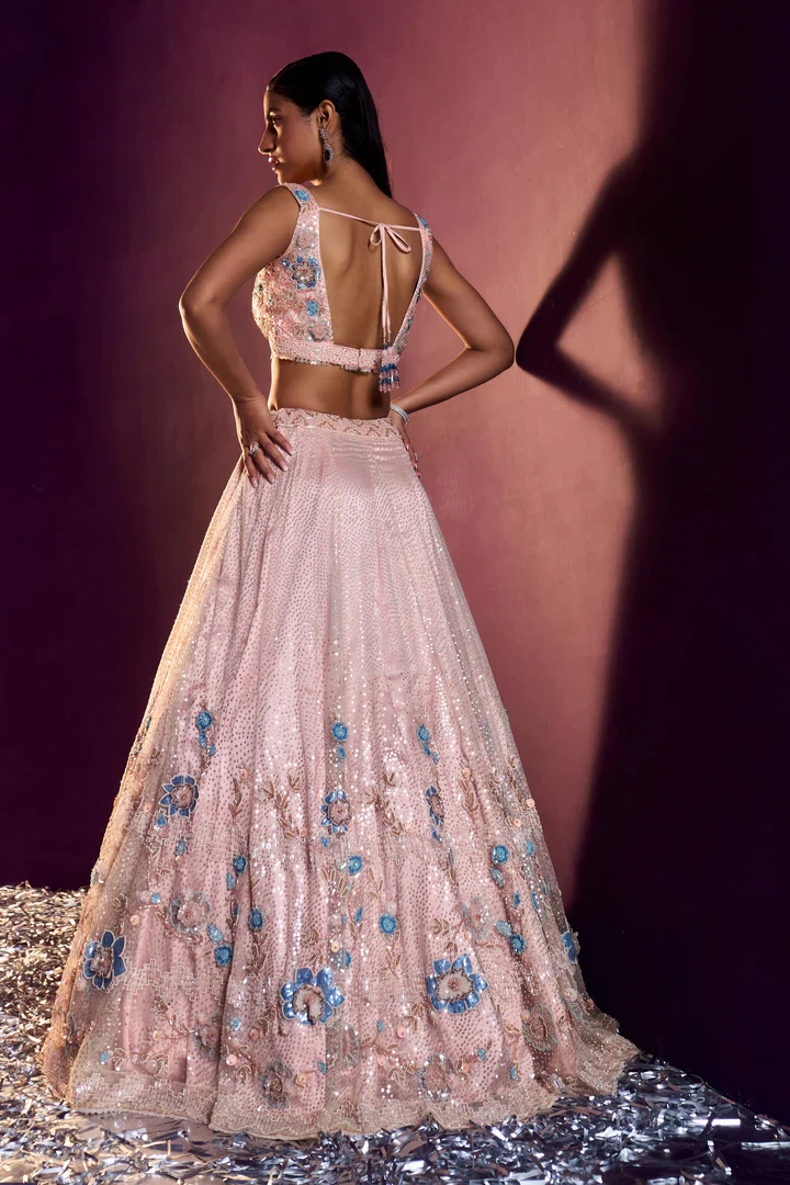Peach Net Lehenga Set - Image 6