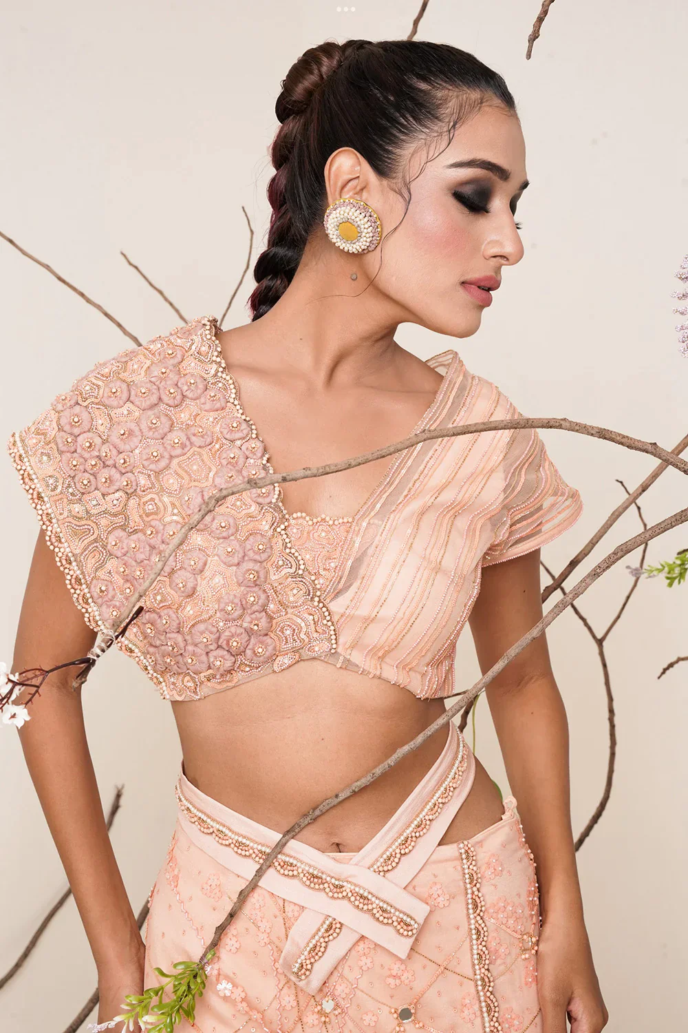 Peach Satin Lehenga - Image 6