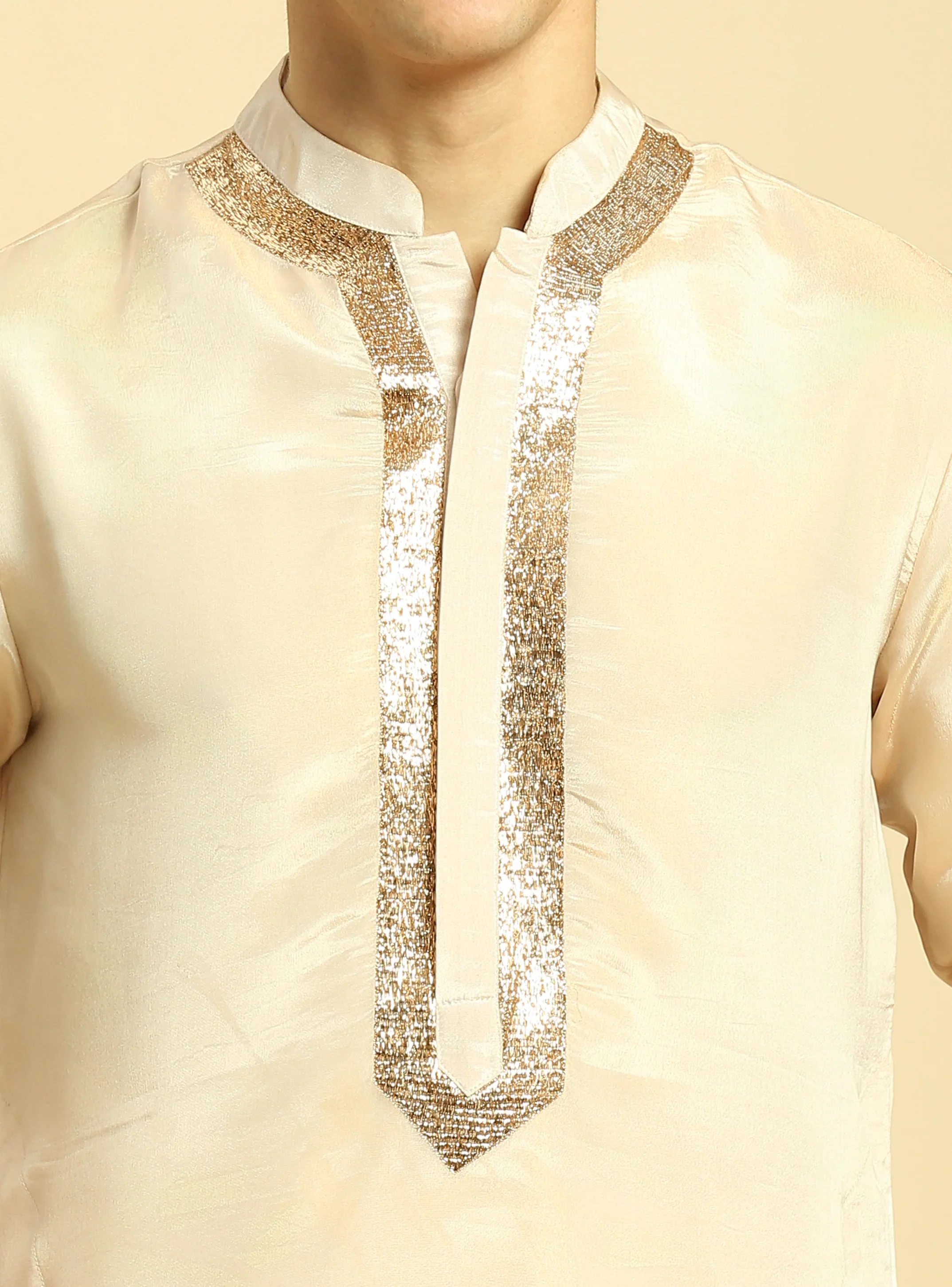 Peach Tissue Kurta With Pant With Ombre Dupatta - Image 4