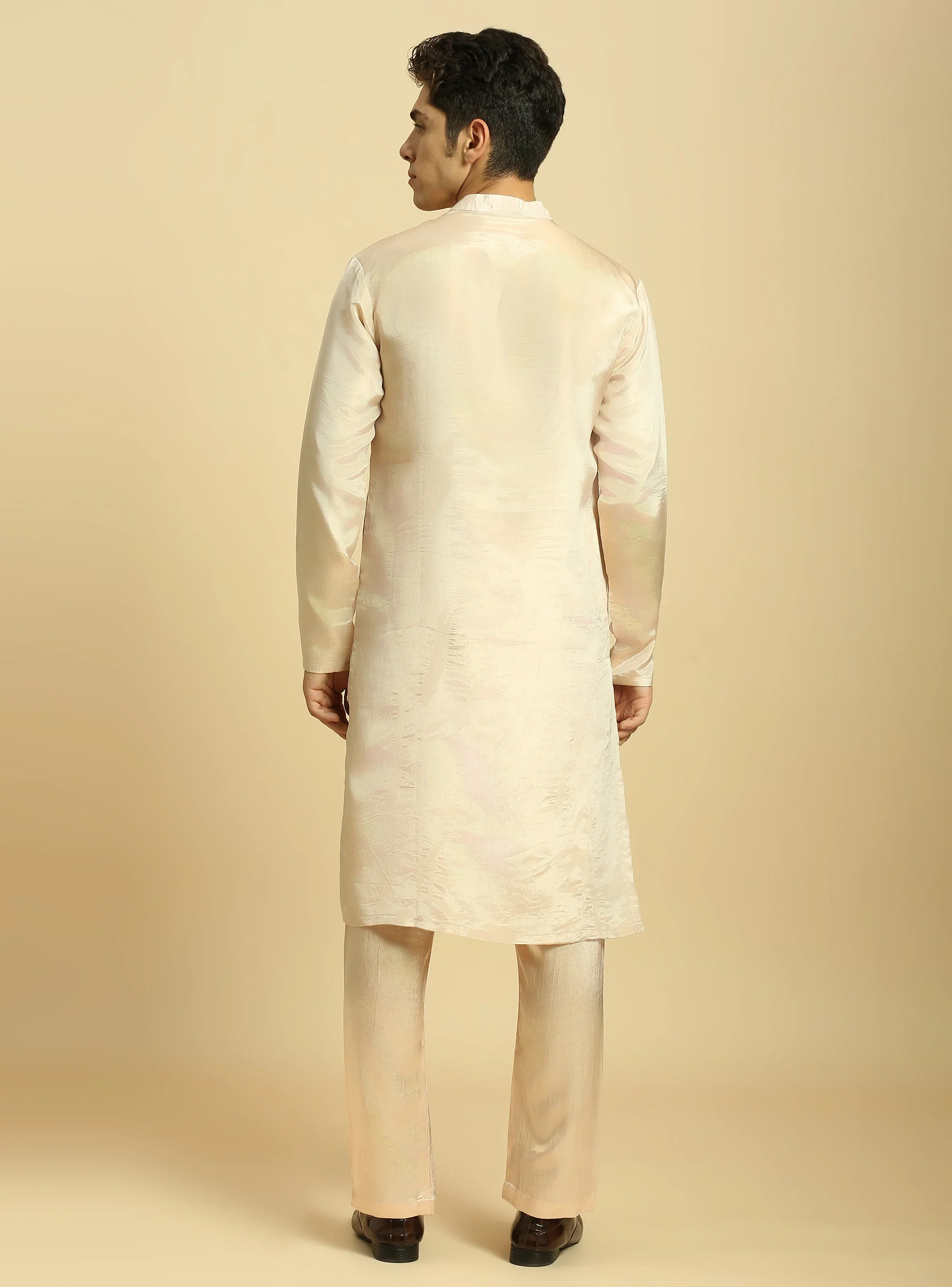 Peach Tissue Kurta With Pant With Ombre Dupatta - Image 5