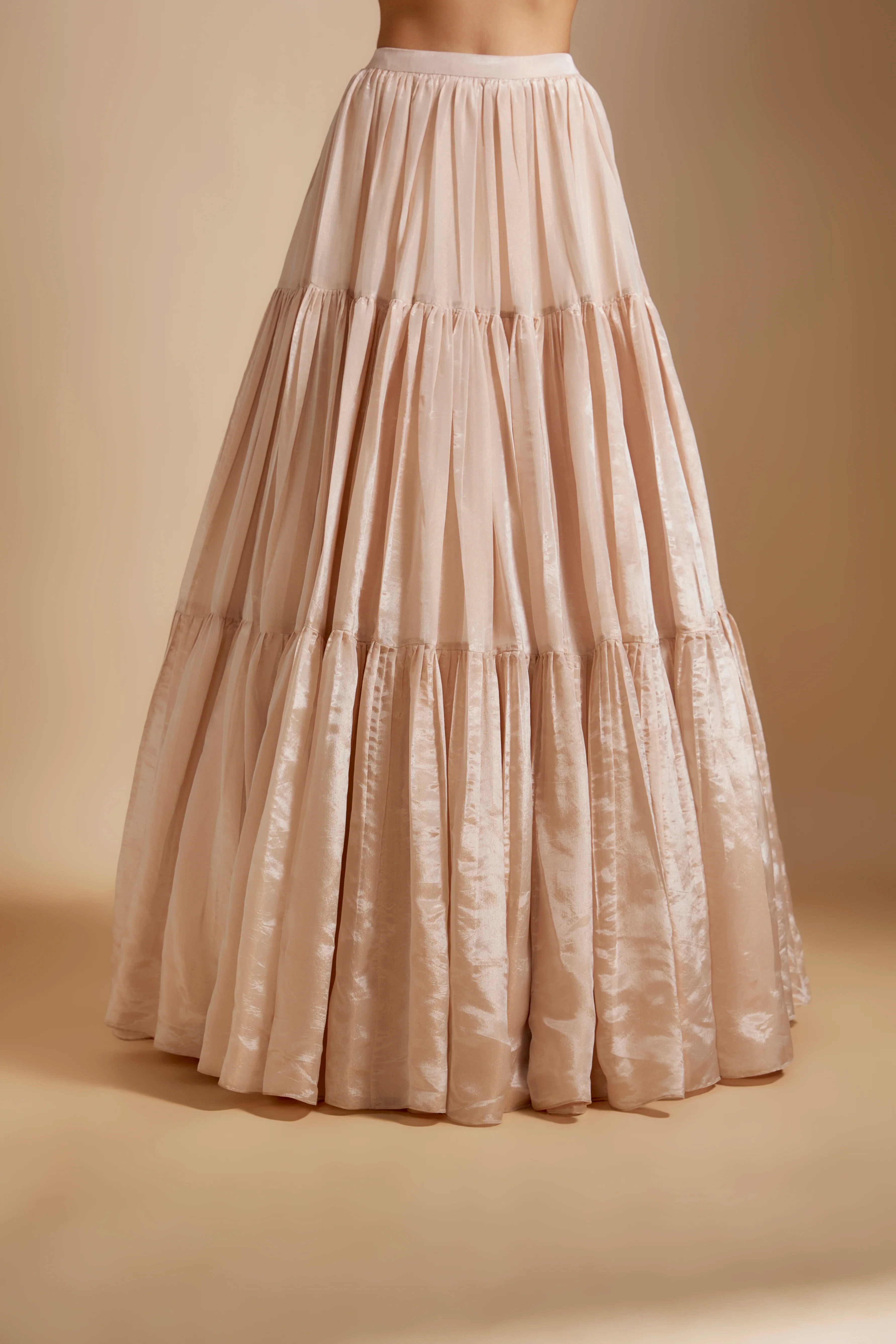 Peach Tissue Skirt With Multi- Colored Blouse With Multi-Coloured Dupatta - Image 6