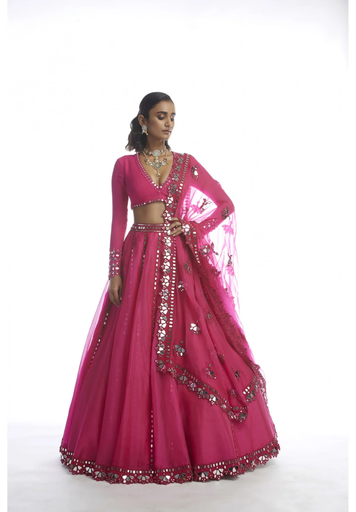 Peacock mirror work lehenga set - Image 2