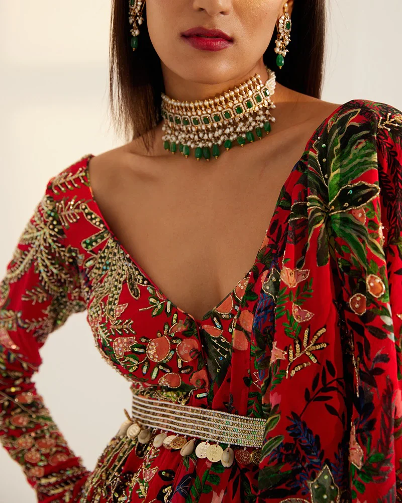 Peplum Ruffle Saree - Image 2