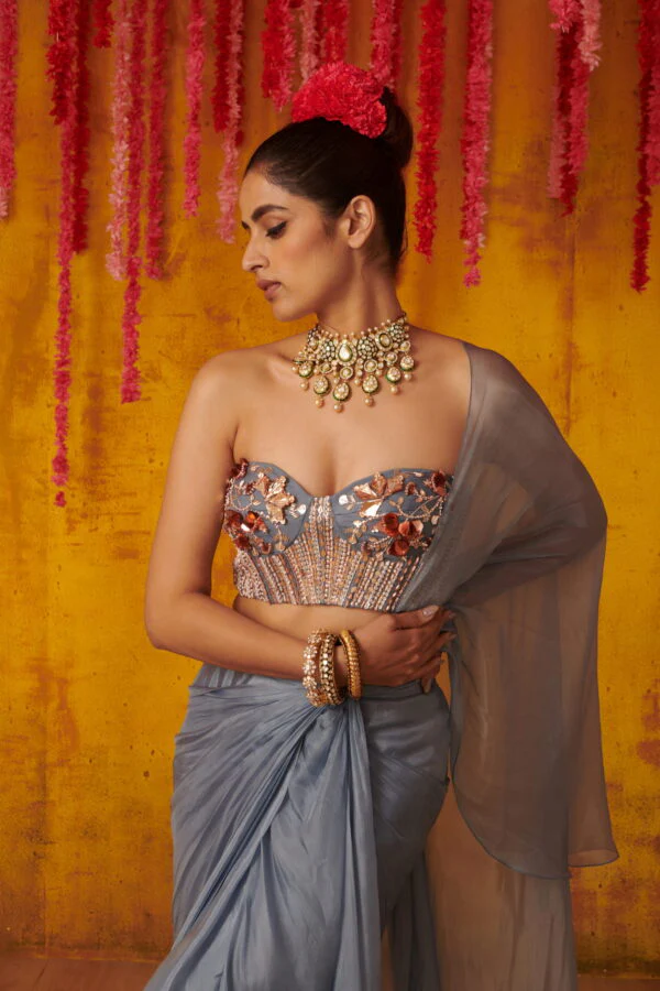 Peri Wrinkle Saree - Image 2