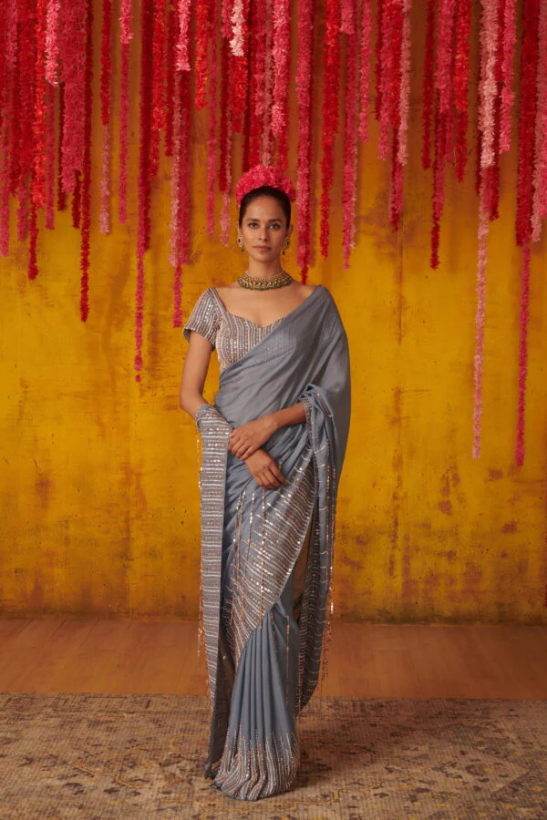 Peri Wrinkle Saree Set