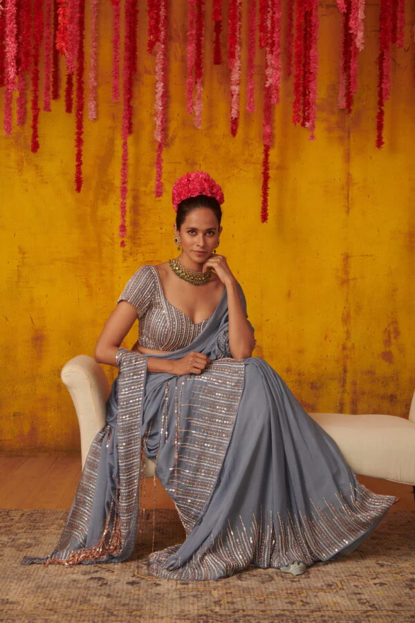 Peri Wrinkle Saree Set - Image 3