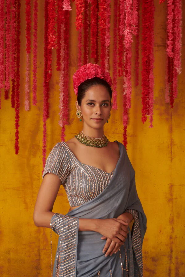 Peri Wrinkle Saree Set - Image 4