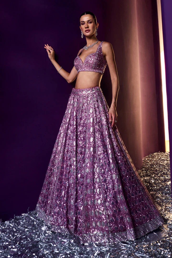 Periwinkle Organza Lehenga Set - Image 2