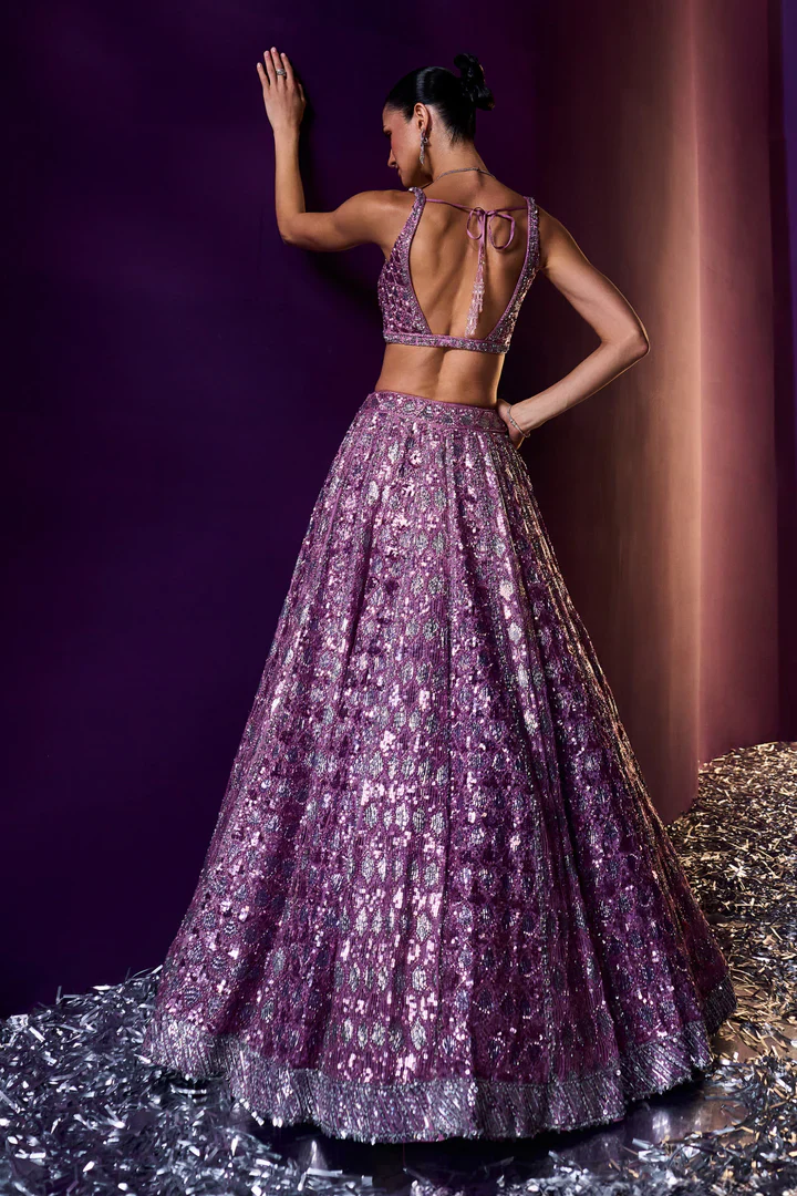 Periwinkle Organza Lehenga Set - Image 5