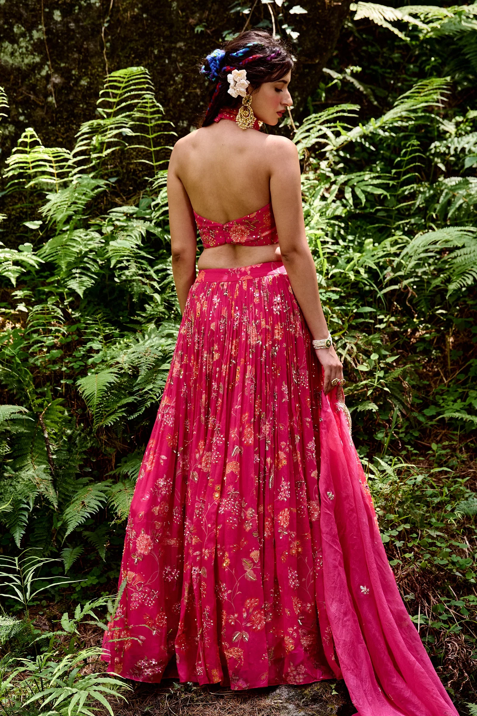 Rani Pink Jungle Print Lehenga Set - Image 2