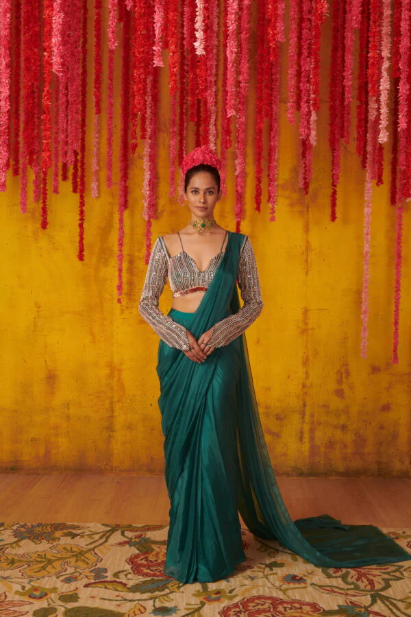 Pine Green Saree