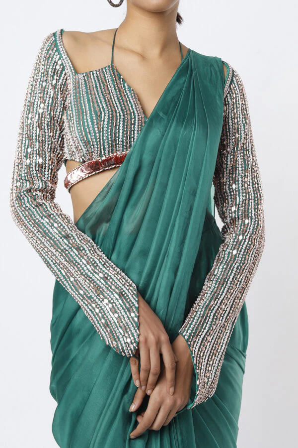 Pine Green Saree - Image 6