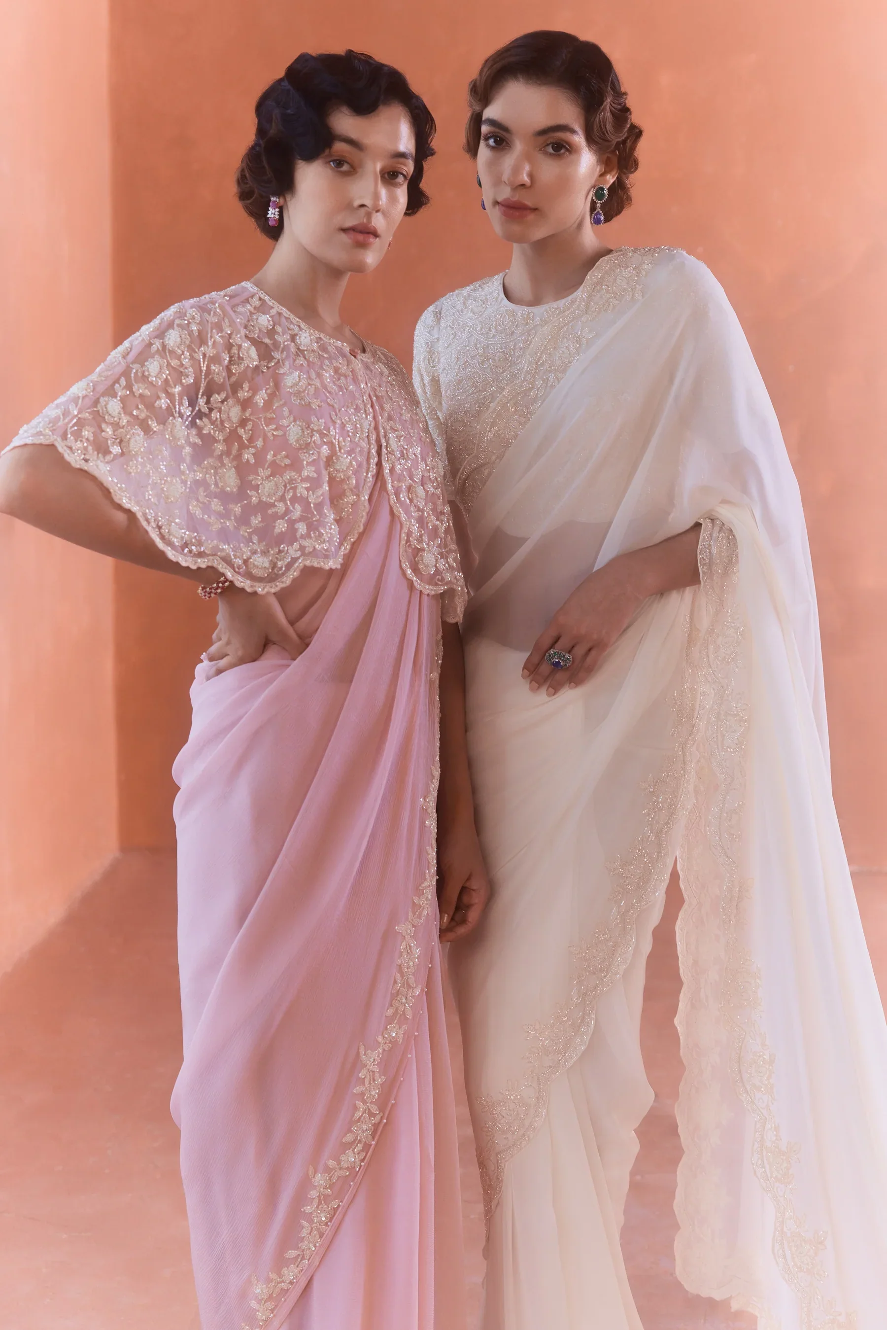 Pink Adena Poncho Saree - Image 3