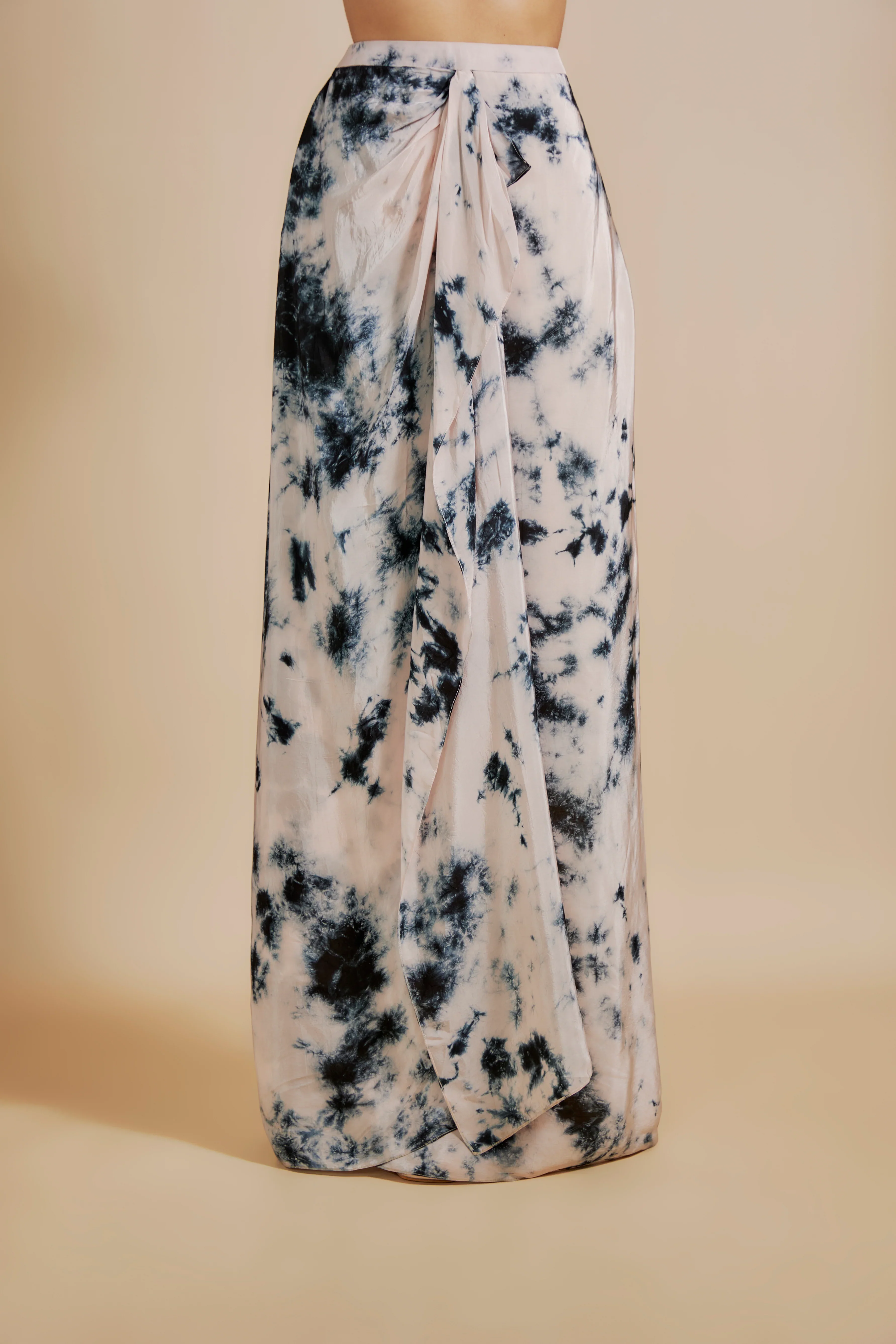 Pink And Black Shibori Skirt With Pink Blouse With Dupatta - Image 4