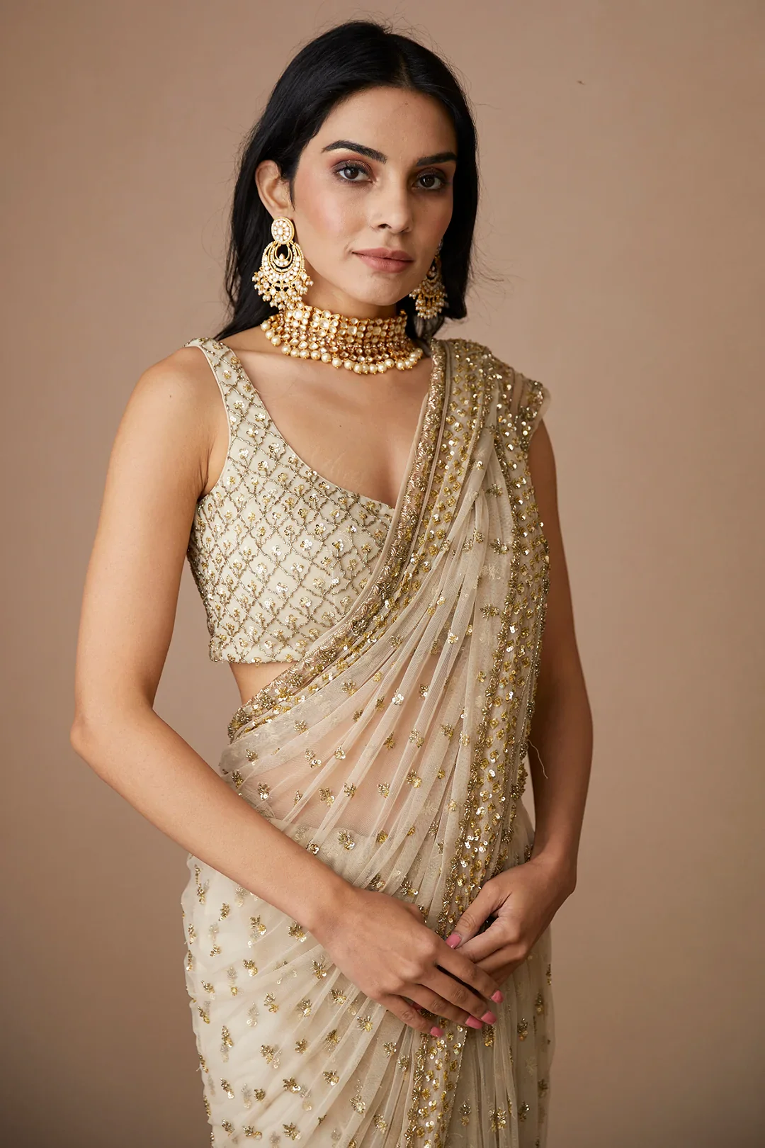 Pink Bootie Saree Set - Image 3