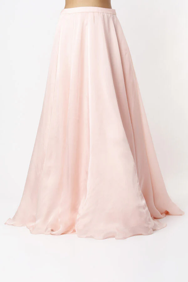 Pink Dupion Silk Embroidered Draped Blouse And Lehenga Set - Image 5