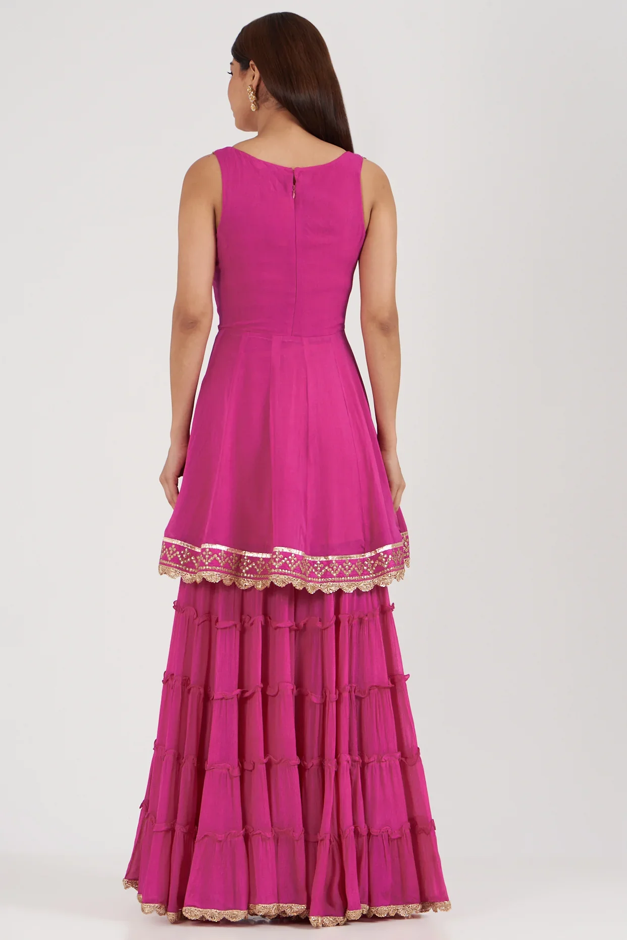 Pink Jazeera Peplum Sharara Set - Image 2