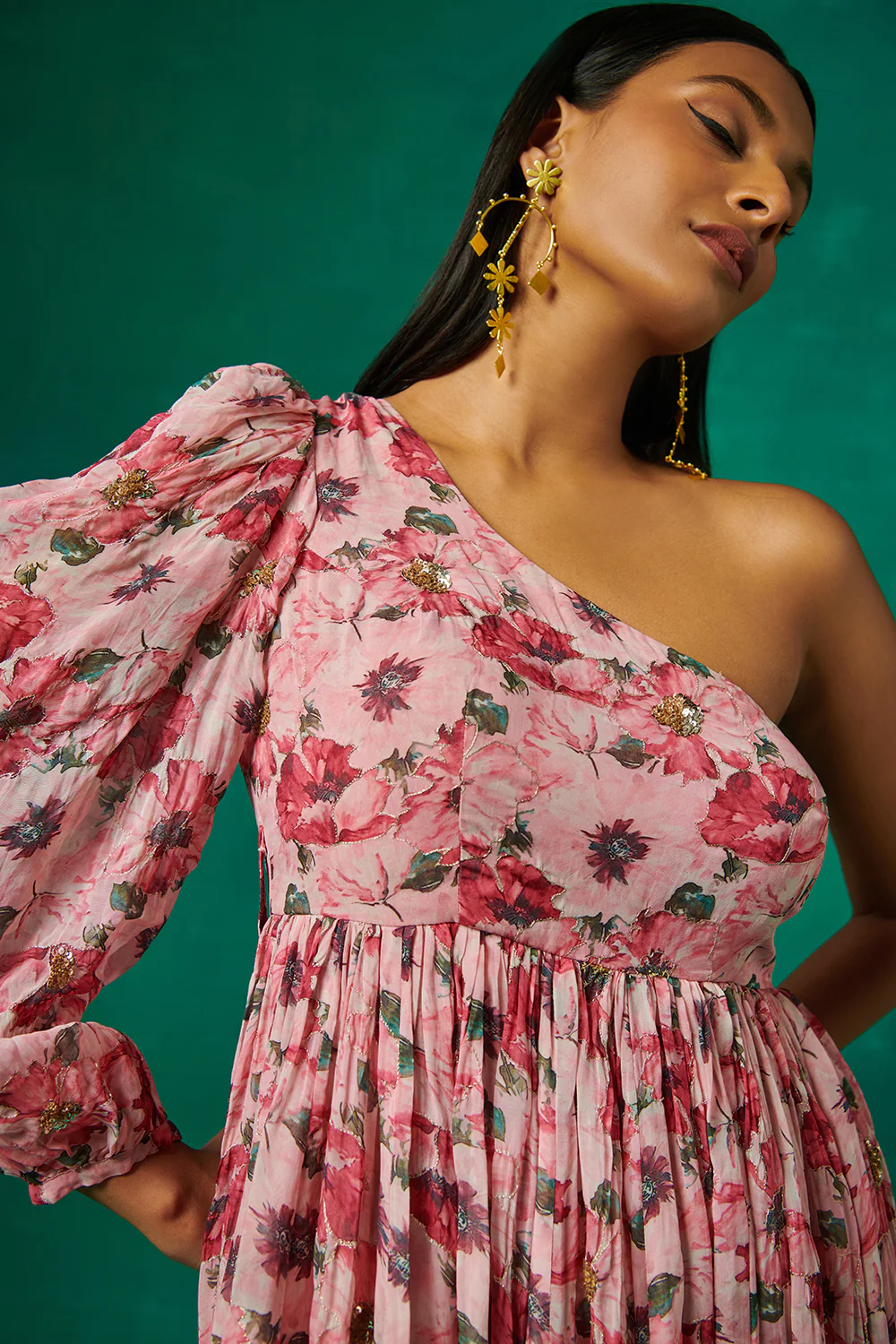 Pink One Shoulder Gown - Image 2