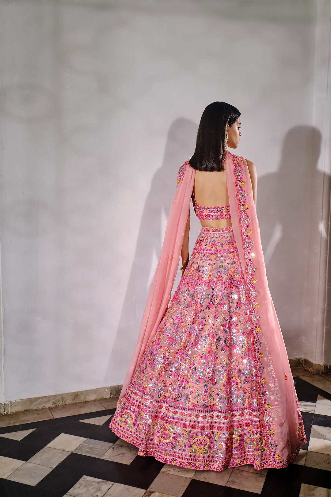 Pink Paisley Mirror Lehenga - Image 2